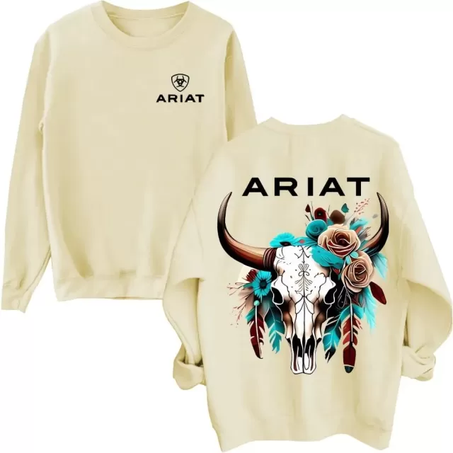 Ariat Floral Pattern Bull Skull Design Sweatshirt