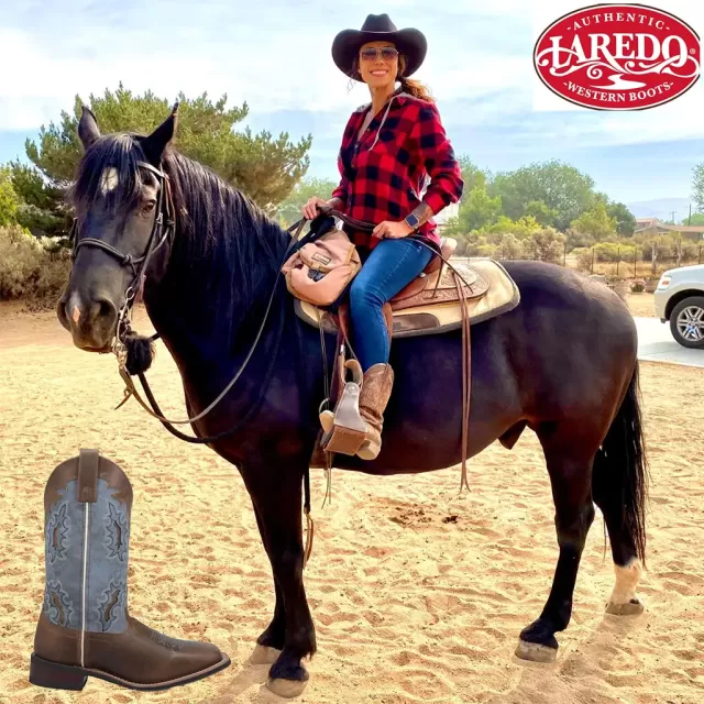 Laredo Womens Isla Tooled-Inlay Embroidered Square Toe Casual Boots Mid Calf Low Heel 1-2" - Brown