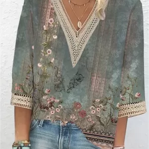 Women’s Multi-Colored Short-Sleeved Loose Blouses - Image 3