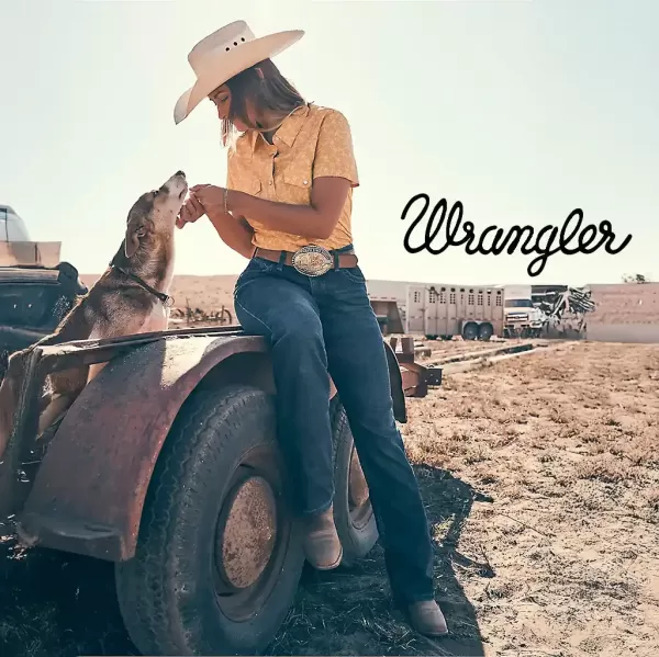 Wrangler Grapent Women's Flare High Waisted Wide Leg Stretch Denim Jeans