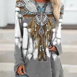 New Texas Republic Vintage Native American Spirit Long Sleeve Top - Image 4