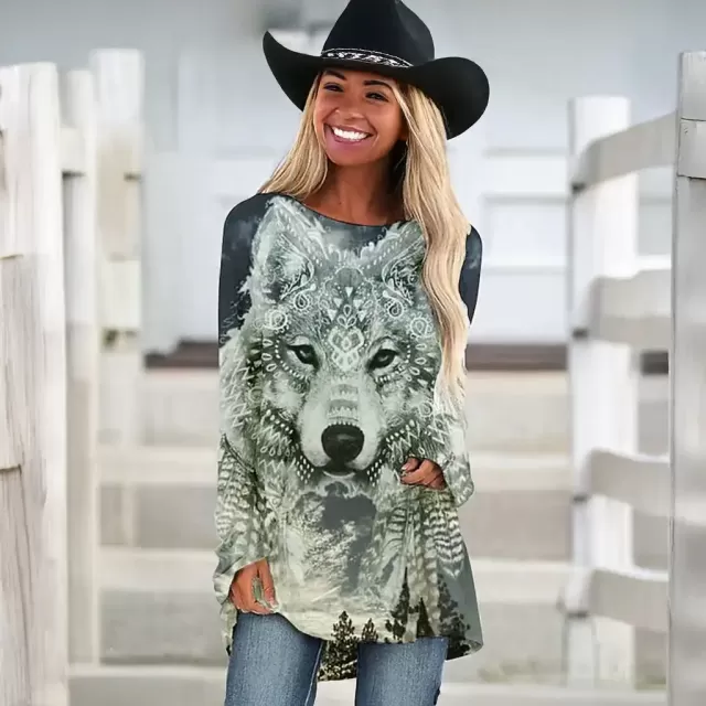 New Texas Republic Vintage Native American Spirit Long Sleeve Top