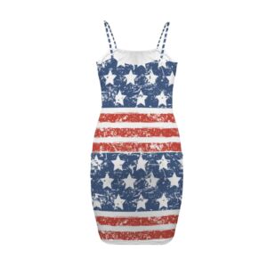 Red White Blue Patriot Backless Spaghetti Strap Bodycon Dress - Image 5