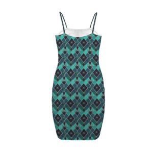 Green Prism Backless Spaghetti Strap Bodycon Dress - Image 5