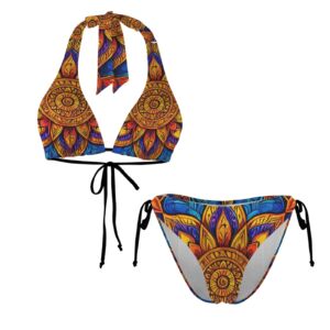 Aztec Sun Goddess Halterneck String Bikini Sets - Image 4