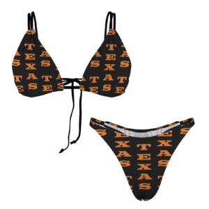 Black Blazing Gold Texas Women's String Bikini Sets - Image 4