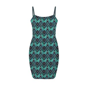 Green Prism Backless Spaghetti Strap Bodycon Dress - Image 4