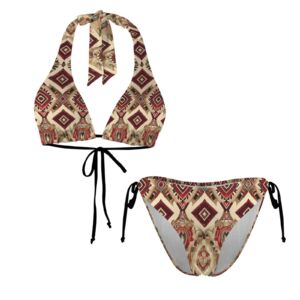 Diamonds Burgandy Starlit Halterneck String Bikini Sets - Image 4