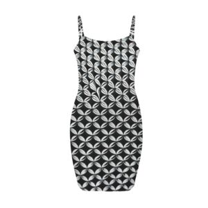 Black White Chain Backless Spaghetti Strap Bodycon Dress - Image 4