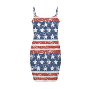 Red White Blue Patriot Backless Spaghetti Strap Bodycon Dress - Image 4