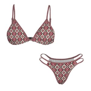 Pink Black Pyramid V Neck Triangle Bikini Sets - Image 4