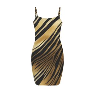 Gold Streak Backless Spaghetti Strap Bodycon Dress - Image 4