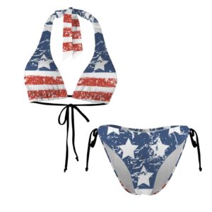 USA Stars and Stripes Halterneck String Bikini Sets - Image 4