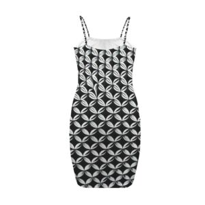 Black White Chain Backless Spaghetti Strap Bodycon Dress - Image 5
