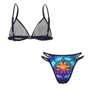 Blue Starburst V Neck Triangle Bikini Sets - Image 5