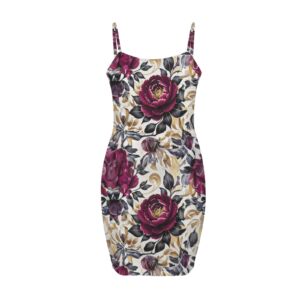 Deep Red Rose Backless Spaghetti Strap Bodycon Dress - Image 4