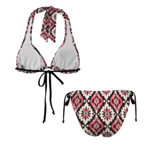 Dark Pink Diamonds Are A Girls Best Friend Halterneck String Bikini Sets - Image 5