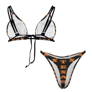 Black Blazing Gold Texas Women's String Bikini Sets - Image 5