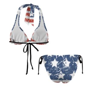 USA Stars and Stripes Halterneck String Bikini Sets - Image 5
