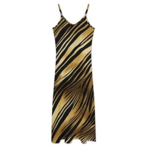 Gold Zebra Sleeveless Strappy Maxi Dress - Image 3