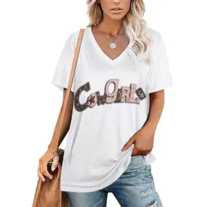 Cowgirl Up Designer Women's Short-Sleeve V-Neck T-Shirt