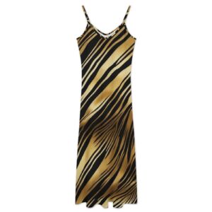 Gold Zebra Sleeveless Strappy Maxi Dress - Image 2