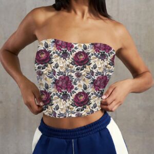 Peonies Shades Of Deep Red Basic Backless Tube Crop Top