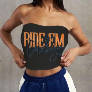 NTR Ridem Cowboys Black Basic Backless Tube Crop Top