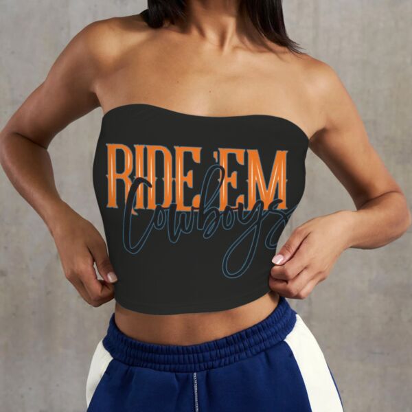 NTR Ridem Cowboys Black Basic Backless Tube Crop Top