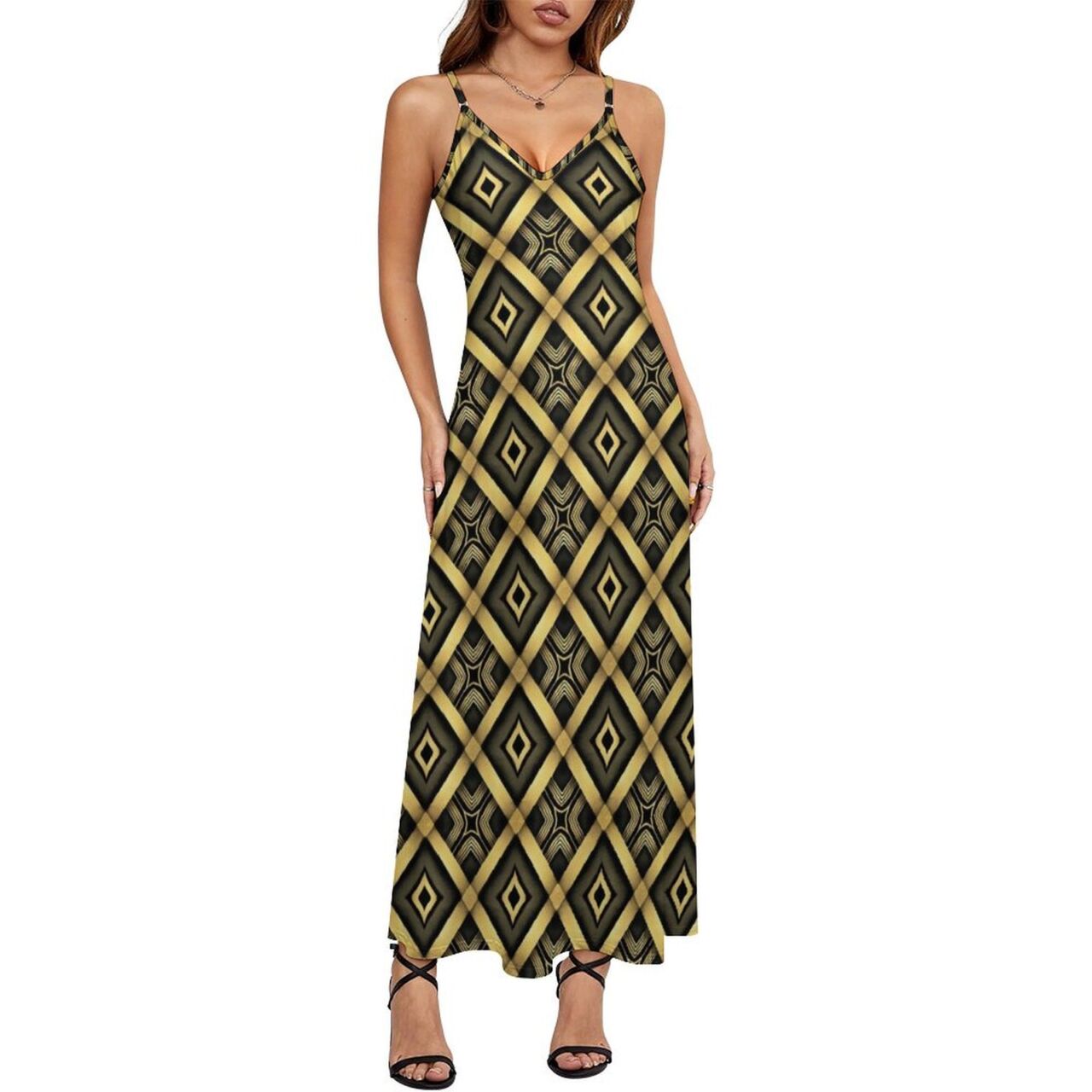 Black Prism Sleeveless Strappy Maxi Dress