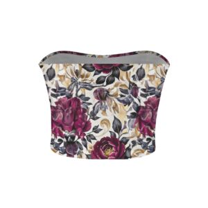 Peonies Shades Of Deep Red Basic Backless Tube Crop Top - Image 5