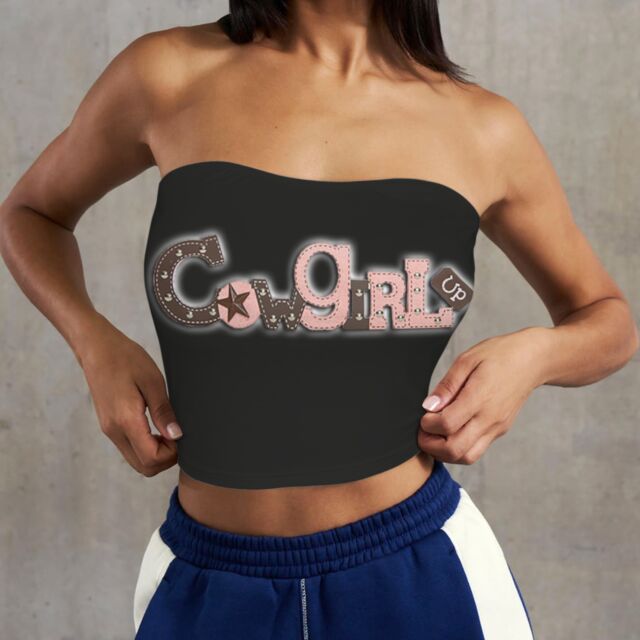 NTR Cowgirl Up Black Basic Backless Tube Crop Top