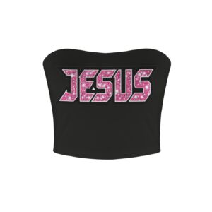 NTR Jesus Pink Glow Basic Backless Tube Crop Top - Image 4