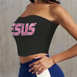 NTR Jesus Pink Glow Basic Backless Tube Crop Top - Image 2