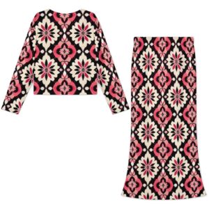 New Texas Republic Burgundy Prism Long Sleeve Top & Skirt Set - Image 3