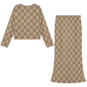 Classic Designer Brand Womens Long Sleeve Top & Skirt Set - Image 3