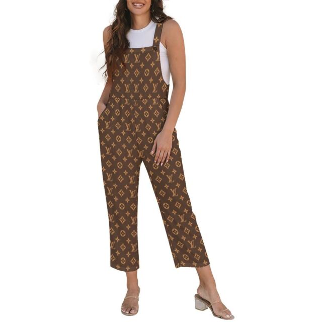 Gold Designer Branded Suspender Jumpsuit
