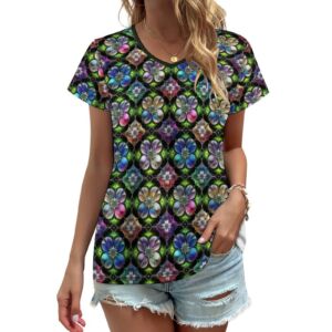 Multi-Colored Diamond Short Sleeve Tee - Image 1