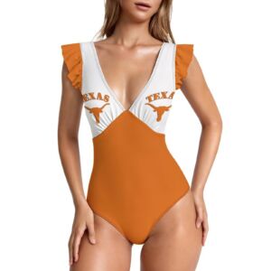 Texas Longhorns Ruffled Plunge One-Piece Swimwear - Image 7