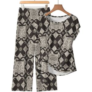 French Accent Women's Side-Tie Short Sleeve Top & Wide-Leg Pants Set - Image 3