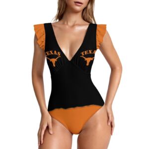 Texas Longhorns Ruffled Plunge One-Piece Swimwear - Image 5