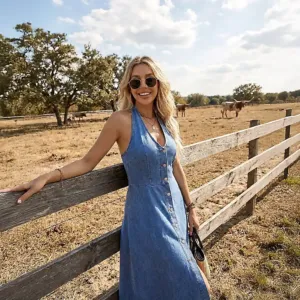 Women's Denim Cowgirl Dress - Image 3