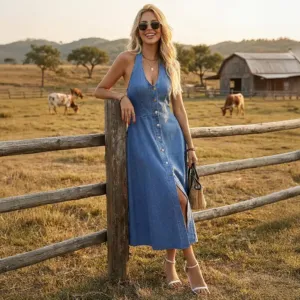 Women's Denim Cowgirl Dress - Image 5