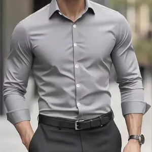 Men's Breathable Long-Sleeved Oxford Shirt - Image 6