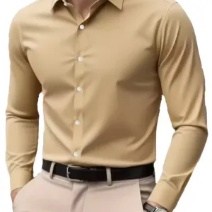 Men's Breathable Long-Sleeved Oxford Shirt - Image 5